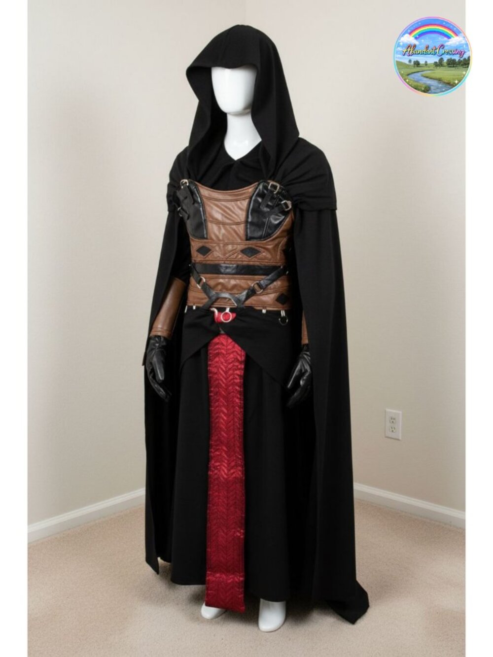 Men's Costume Tunic Hooded Robe Uniform Cloth Pleather Halloween Outfit